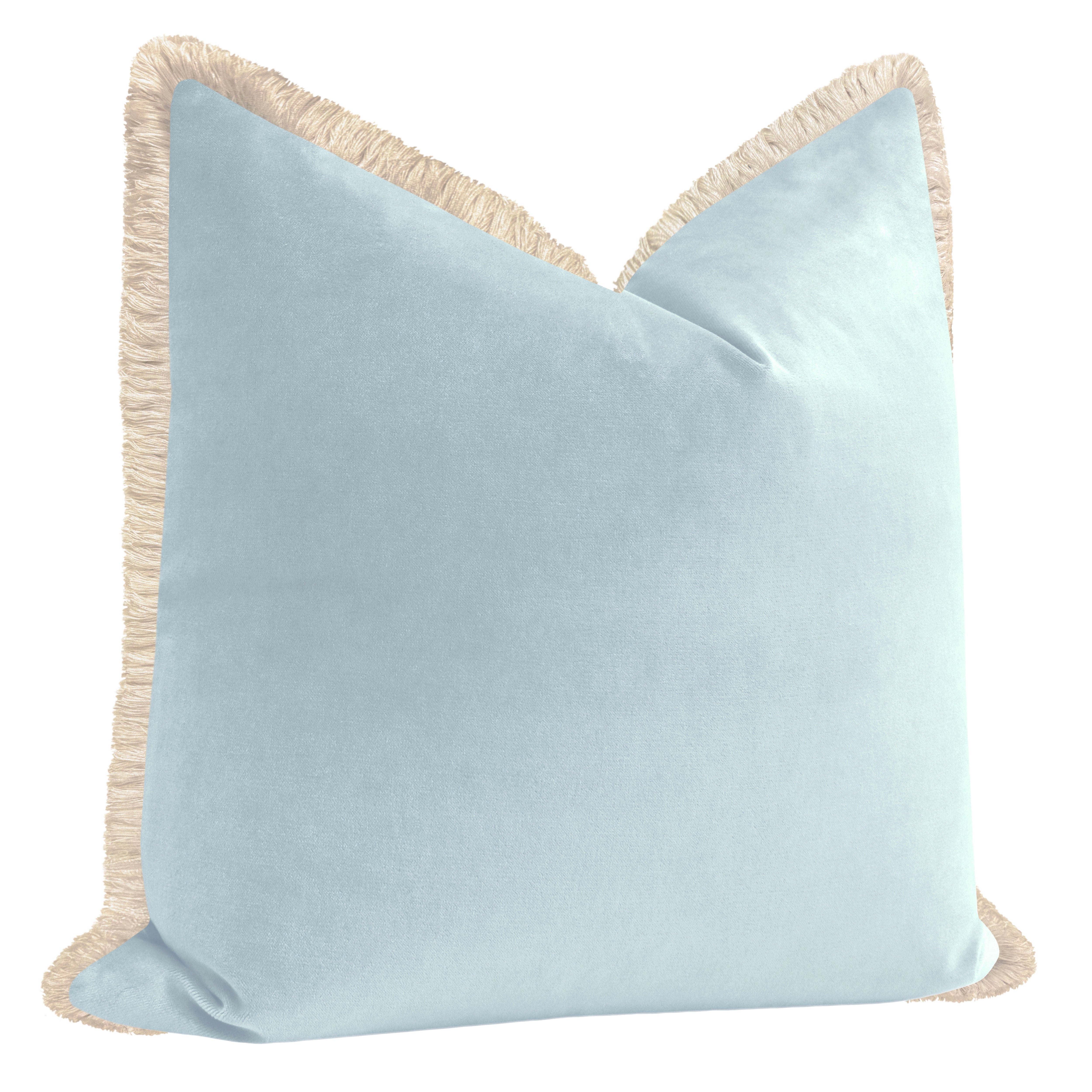 SOCIETY VELVET // SOFT BLUE + FRINGE - Sample 4" X 4" / Natural Fringe - Image 2