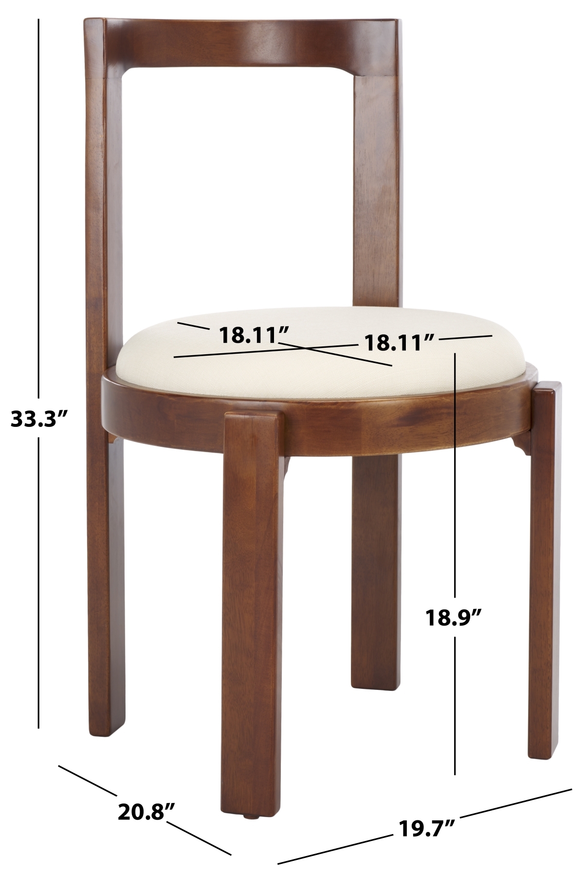 Estes Round Dining Chair, Set Of 2 - White/Walnut - Image 9