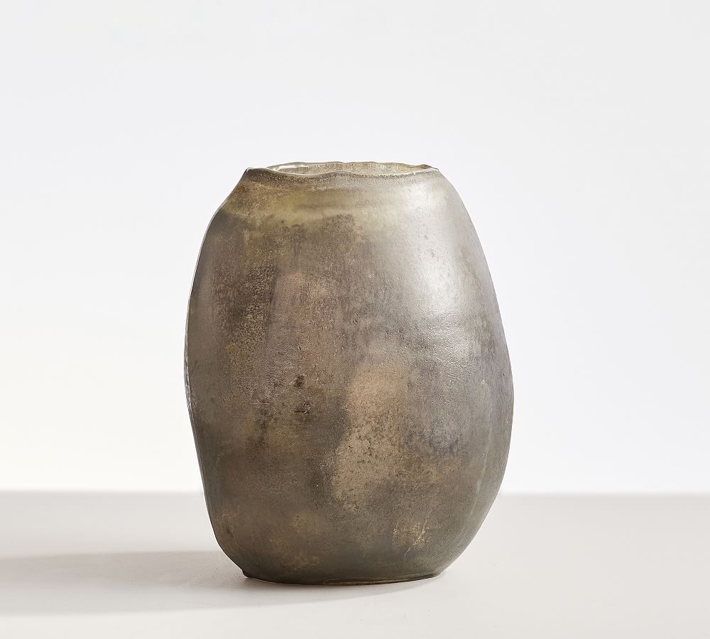 Buried Glass Vase, Black, Tall Round - Image 0