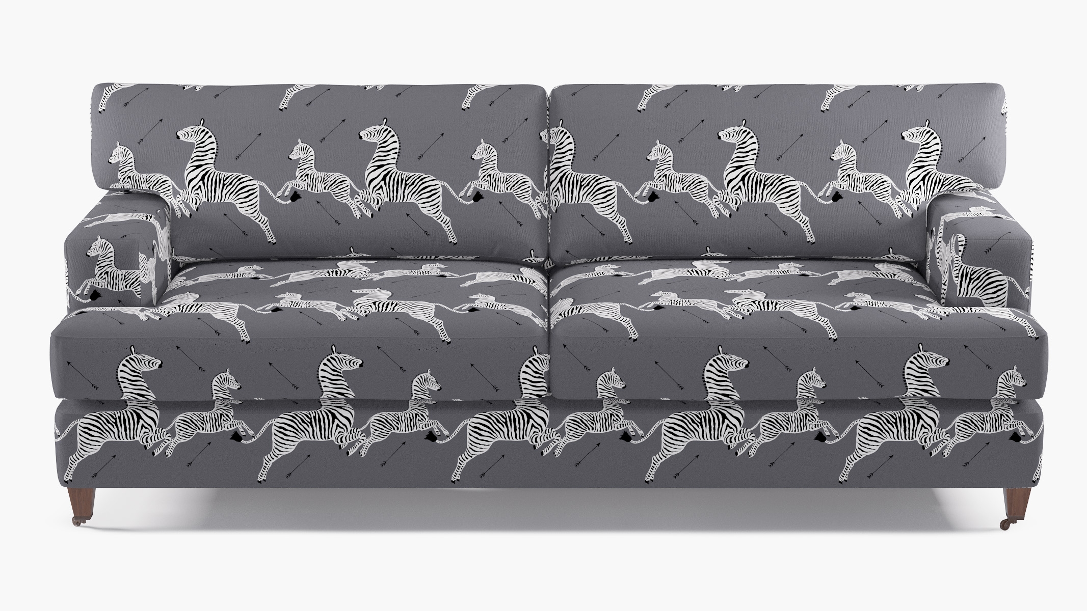 Classic Sofa, Slate Zebra, Walnut with Antique Brass Caster - Image 0