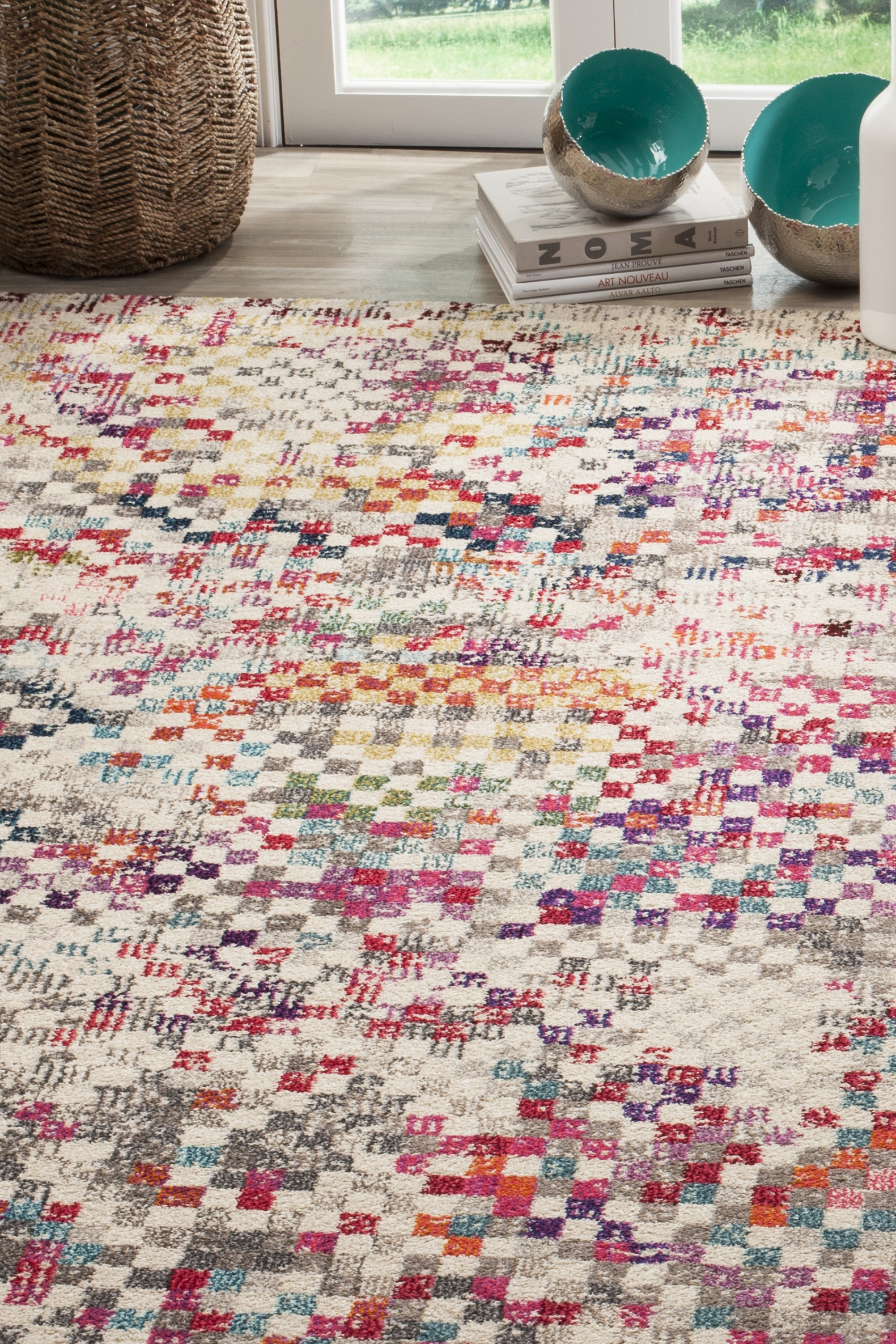 Arlo Home Woven Area Rug, MNC241G, Grey/Multi,  3' X 5' - Image 1