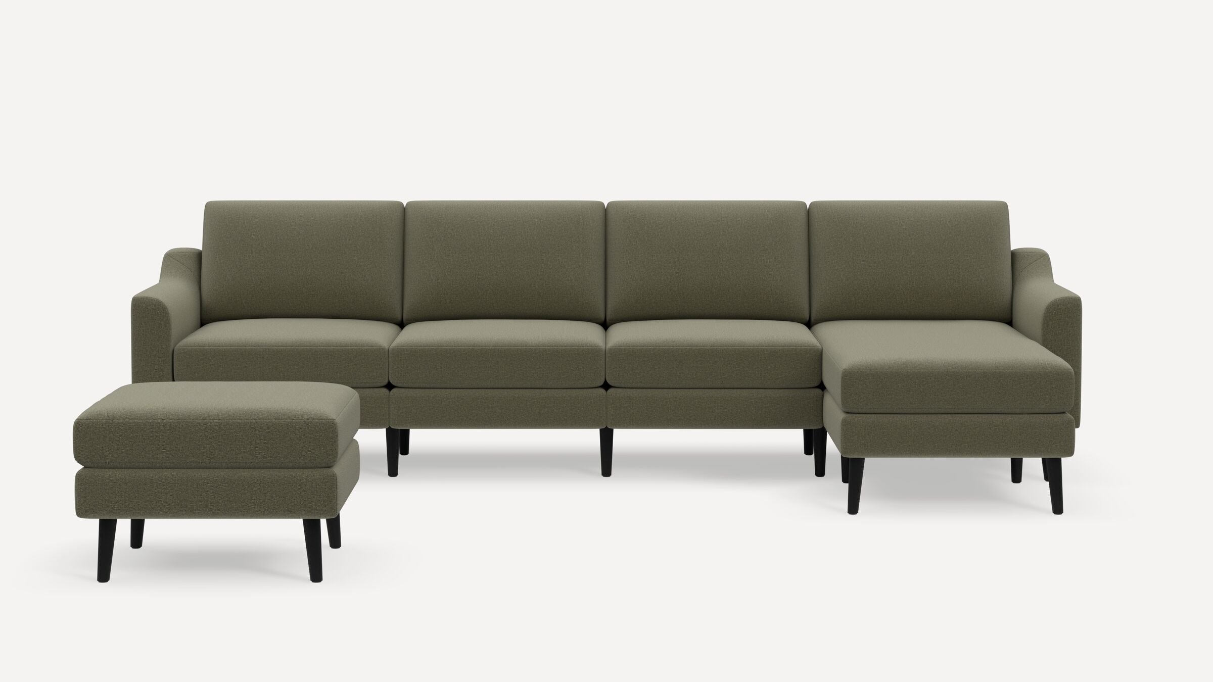 Nomad King Sectional with Ottoman - Moss Green - Performance Flatweave / Ebony - Wood / Slope - Image 0