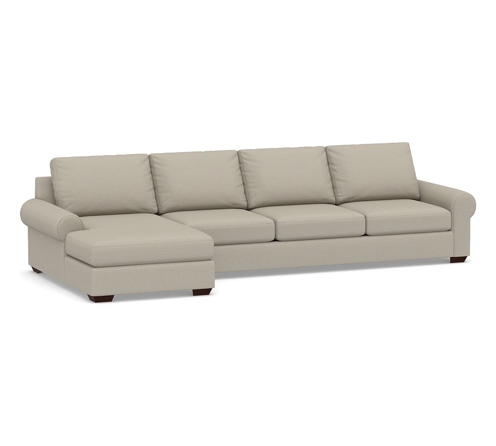 Big Sur Roll Arm Upholstered Right Arm Grand Sofa with Chaise Sectional, Down Blend Wrapped Cushions, Performance Boucle Fog - Image 0