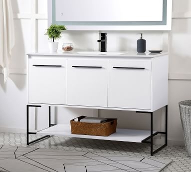 Kinley Single Sink Vanity Cabinet, 3 Door, White, 48" - Image 4
