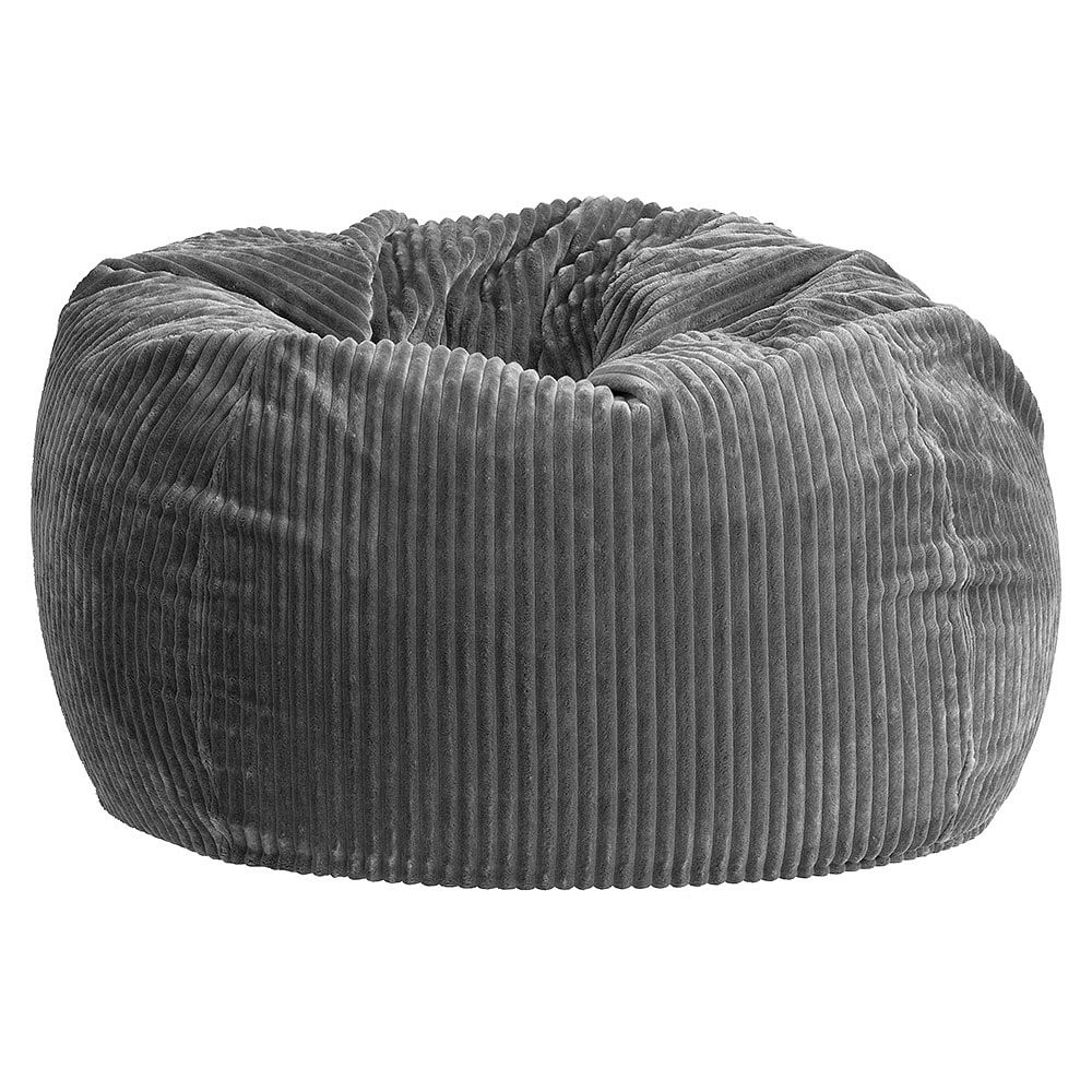 Charcoal Chamois Bean Bag Chair, Slipcover + Insert - Image 0