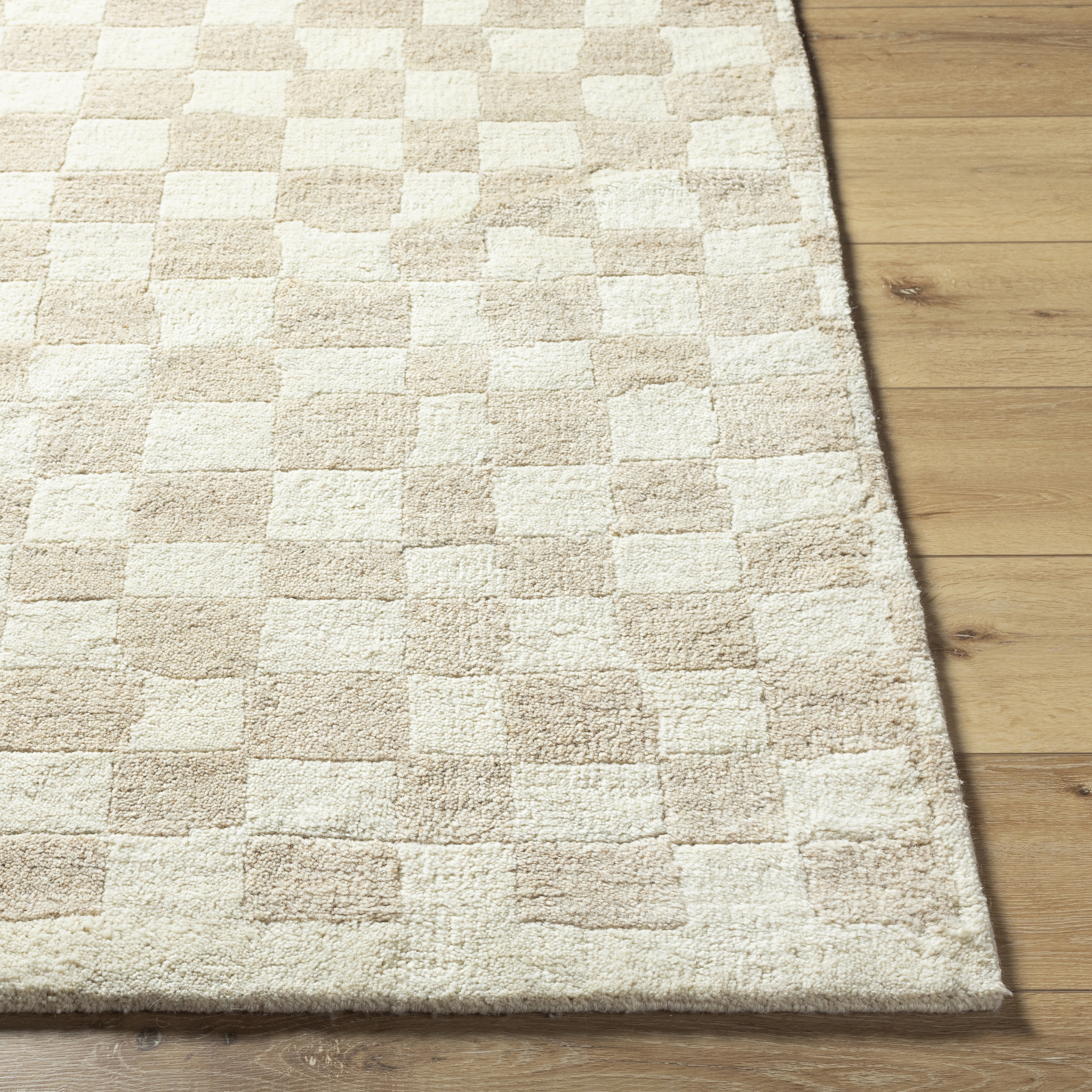 Damier Beige Indoor 10' x 14' Handmade Rug - Image 2