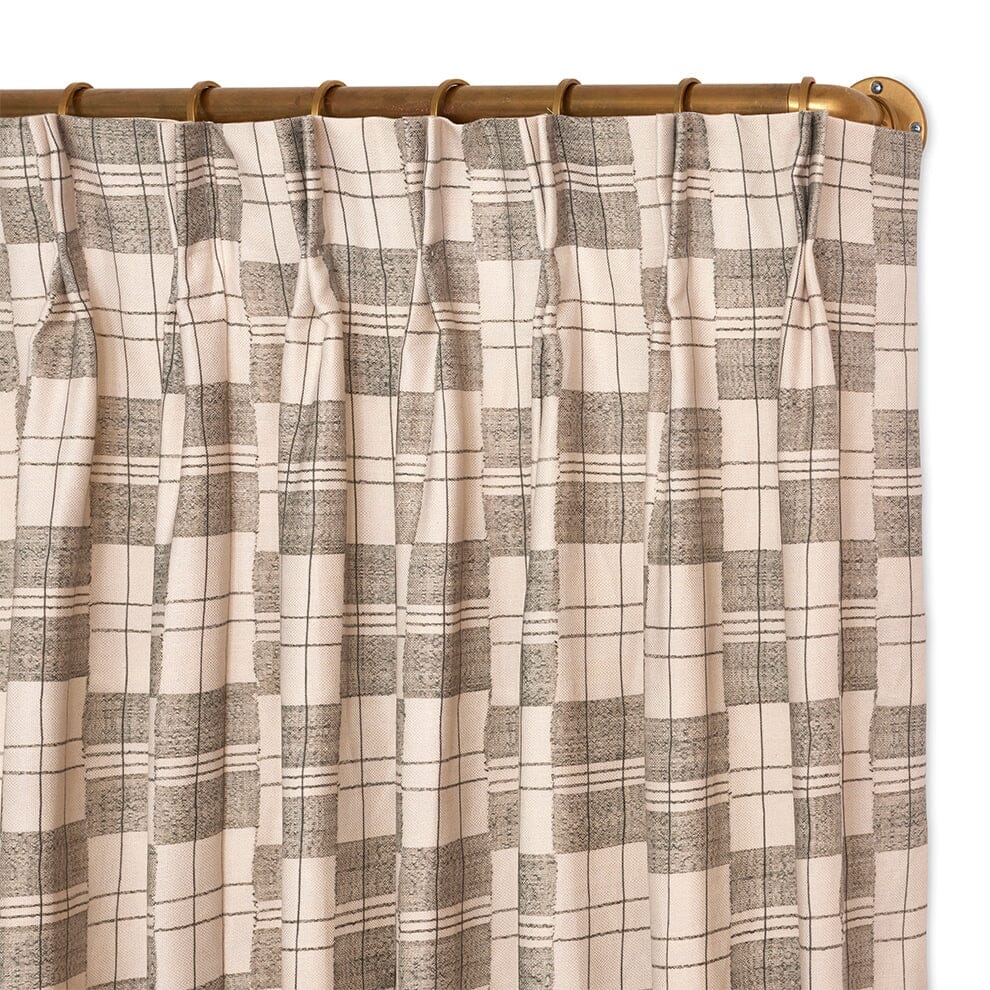 Charcoal Plaid Mossi French Pleat Curtain by St. Frank | Black | 84" Panel | Cotton/Linen - Image 0