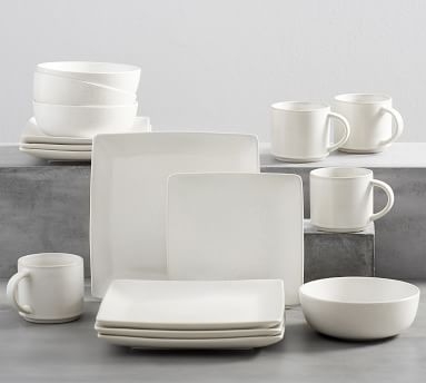 Mason 16-Piece Square Dinnerware Set - Ivory - Image 4