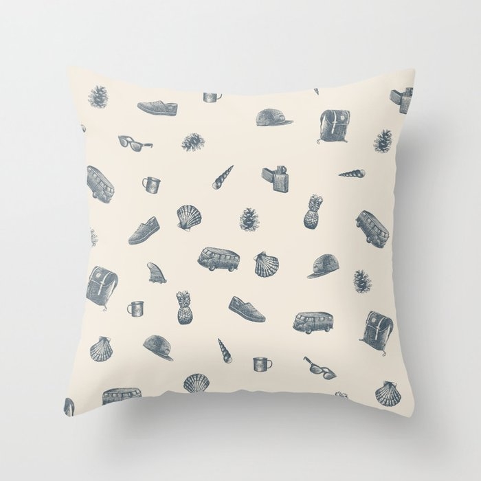 Sur La Plage Throw Pillow by Florent Bodart / Speakerine - Cover (20" x 20") With Pillow Insert - Indoor Pillow - Image 0