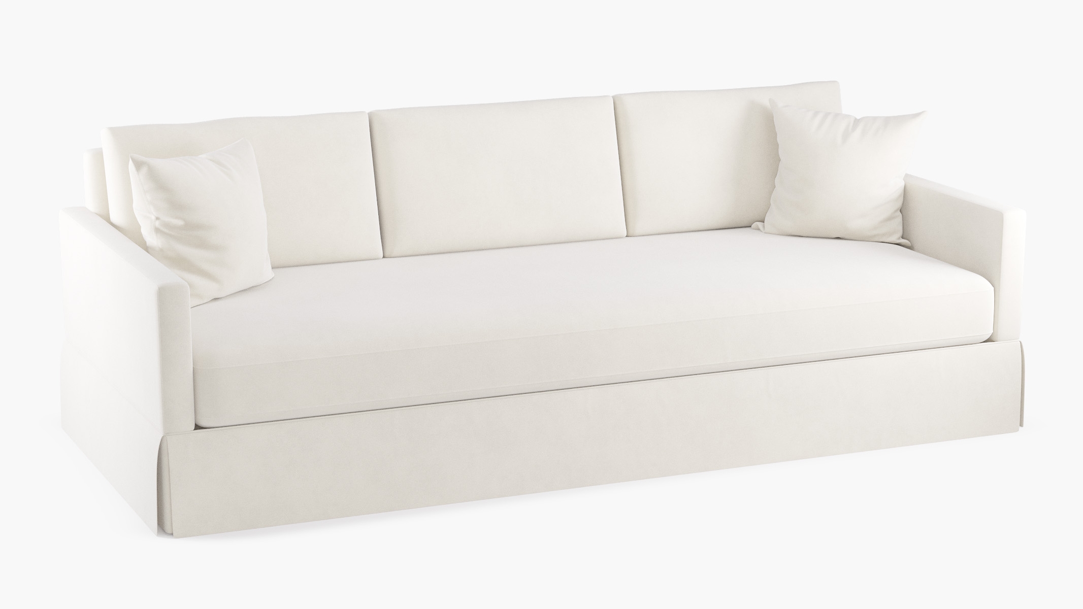 Skirted Track Arm Sofa, White Classic Velvet, Standard (39") - Image 1