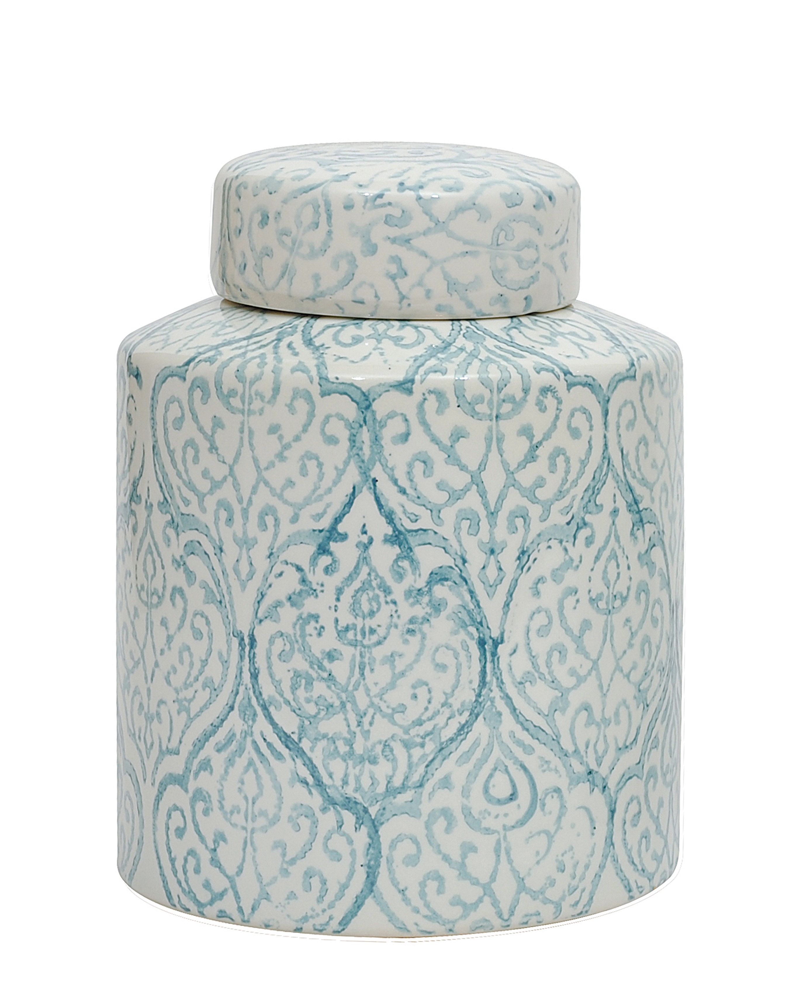 Blue & White Decorative Ceramic Ginger Jar with Lid - Image 0