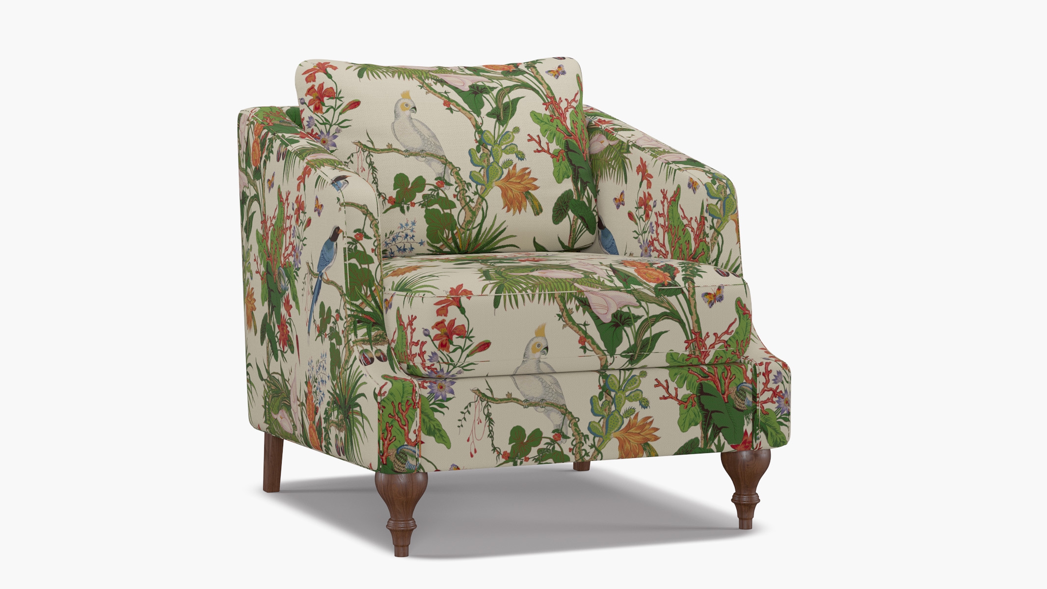 Slope Arm Chair, White Cinque Terra, Walnut Turned Wood Leg - Image 1