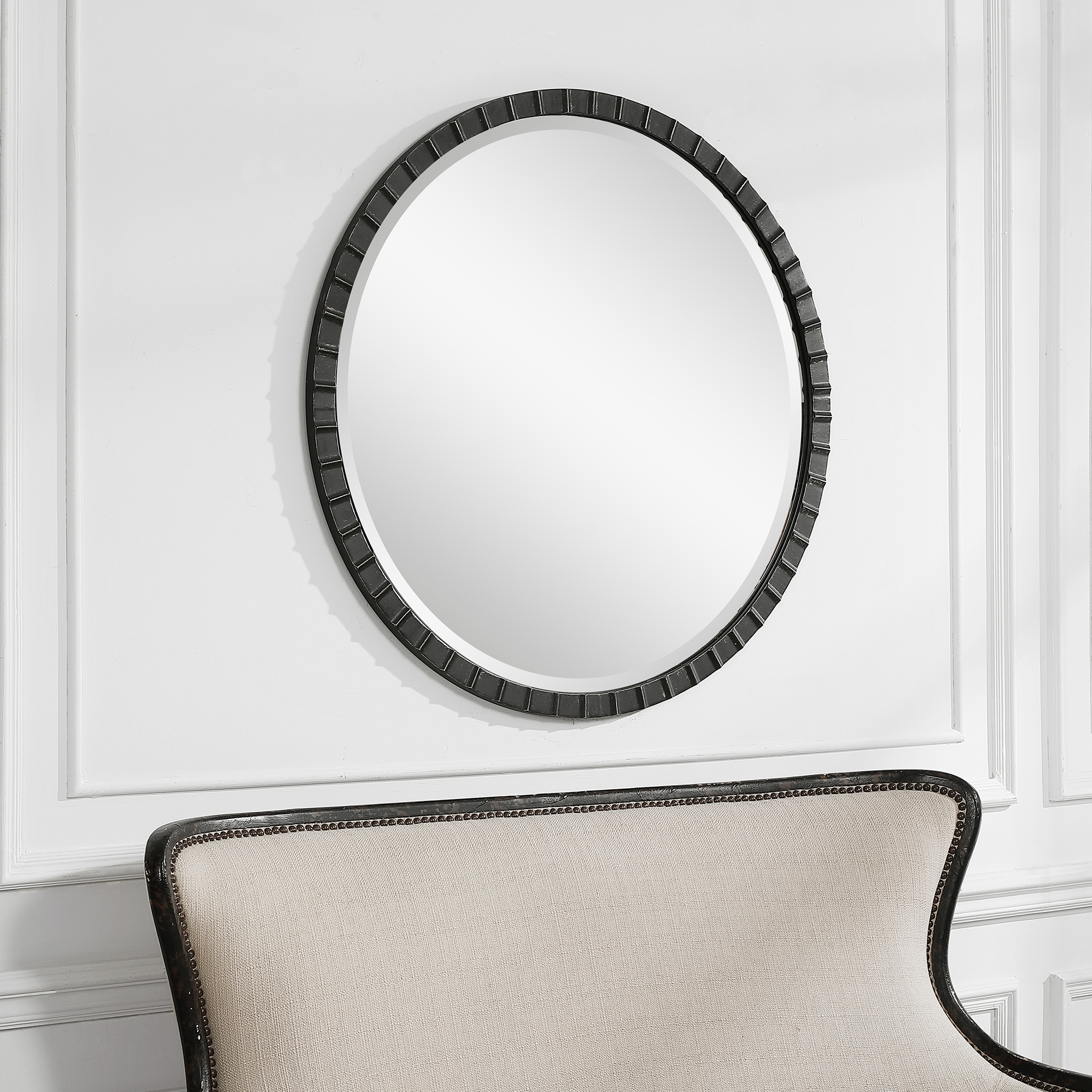 Dandridge Round Industrial Mirror, 34" - Image 4