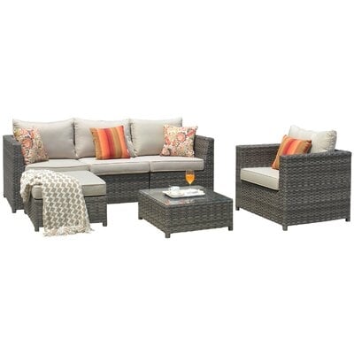 6 Piece Rattan Sofa Seating Group With Cushions - Image 0