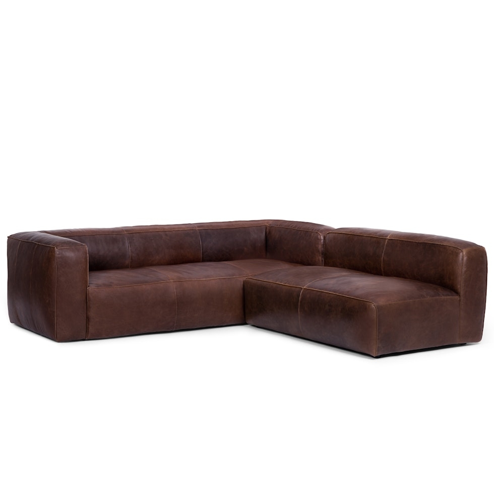 Cigar 94.5" Leather Reversible Sectional - Indiana Brown - Image 1
