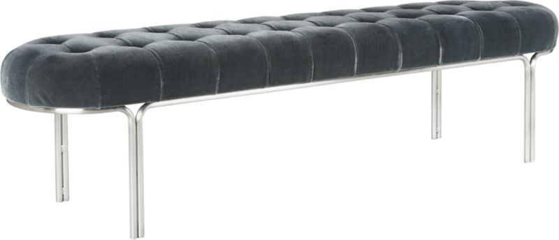Luxey Tufted Faux Mohair Bench - Image 2