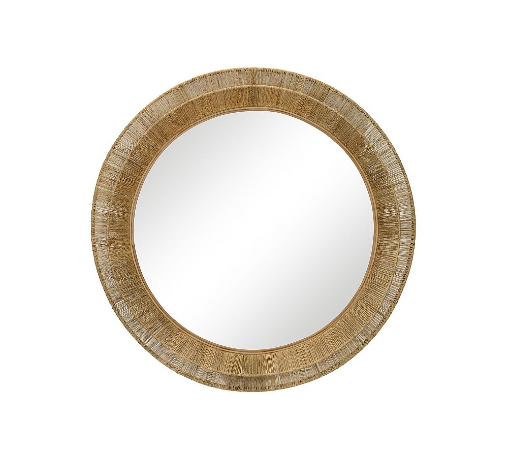 Wren Jute Round Mirror, 26"W, Brown - Image 0