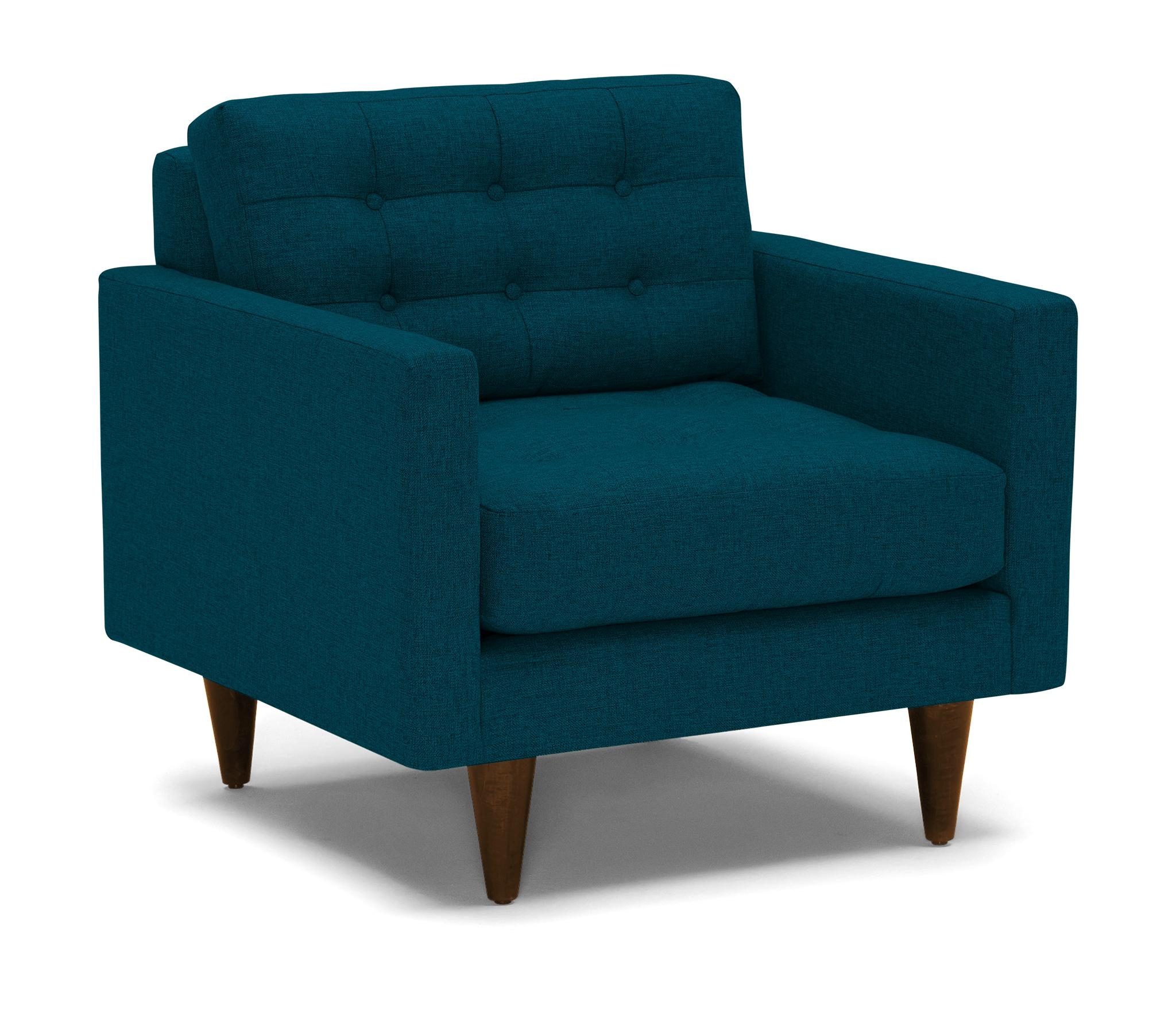 Blue Eliot Mid Century Modern Apartment Chair - Key Largo Zenith Teal - Mocha - Image 1