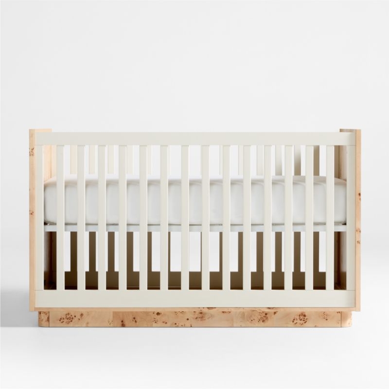 Calli Burlwood and Linen White Convertible Baby Crib with Toddler Bed Rail - Image 3