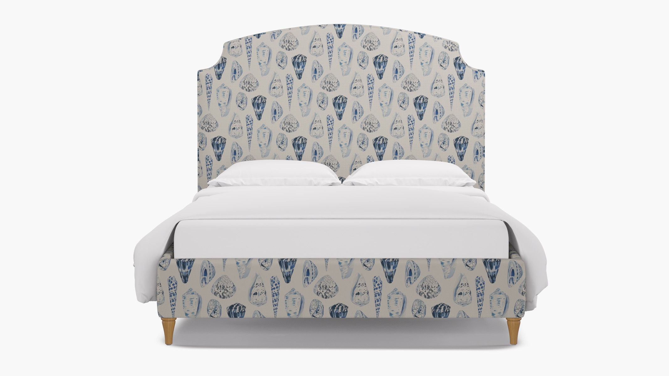 Cove Bed, Porcelain Coquina, Natural Decorative Tapered Leg, Queen - Image 0