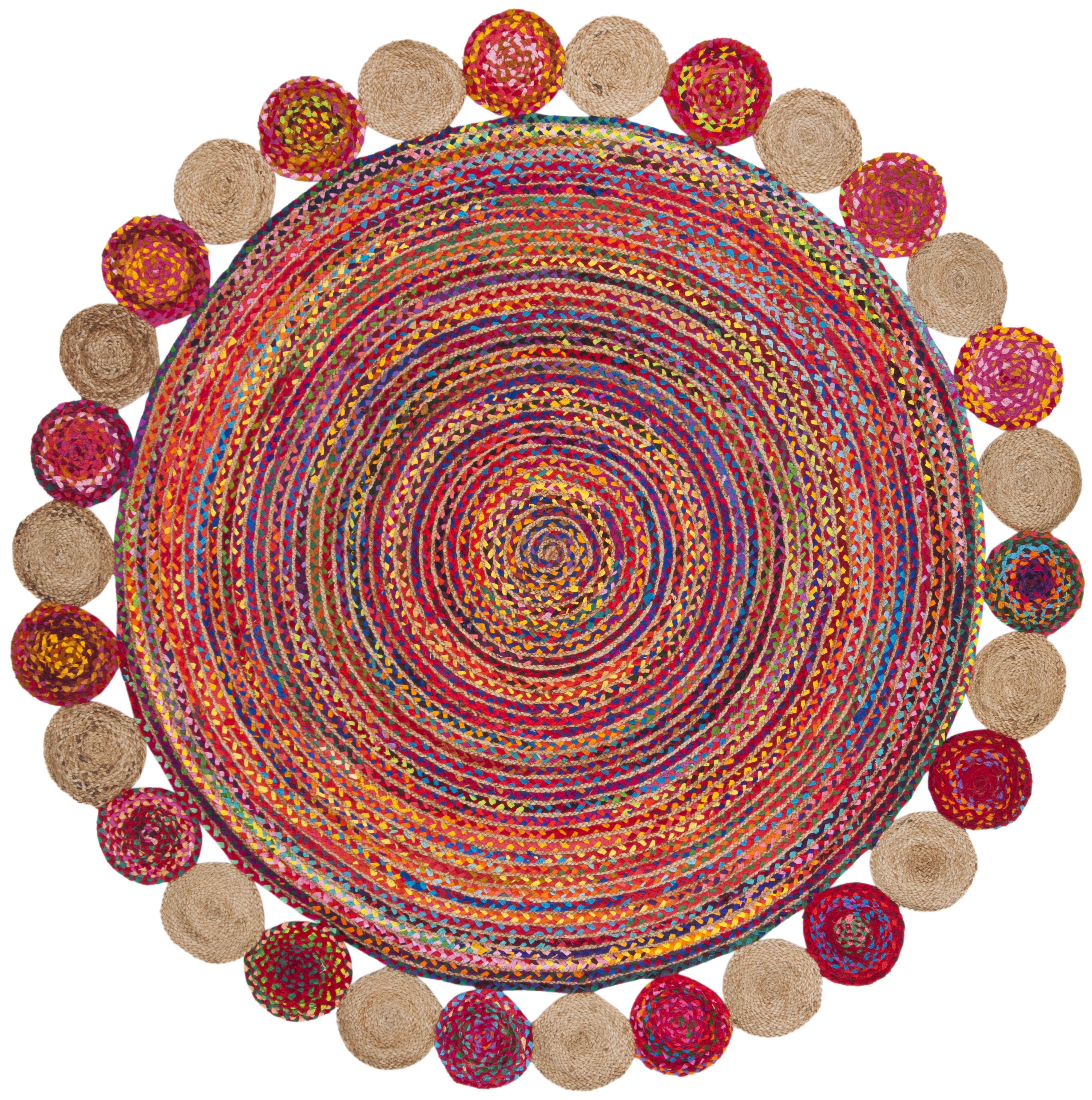 Arlo Home Hand Woven Area Rug, CAP201A, Red/Multi,  8' X 8' Round - Image 0