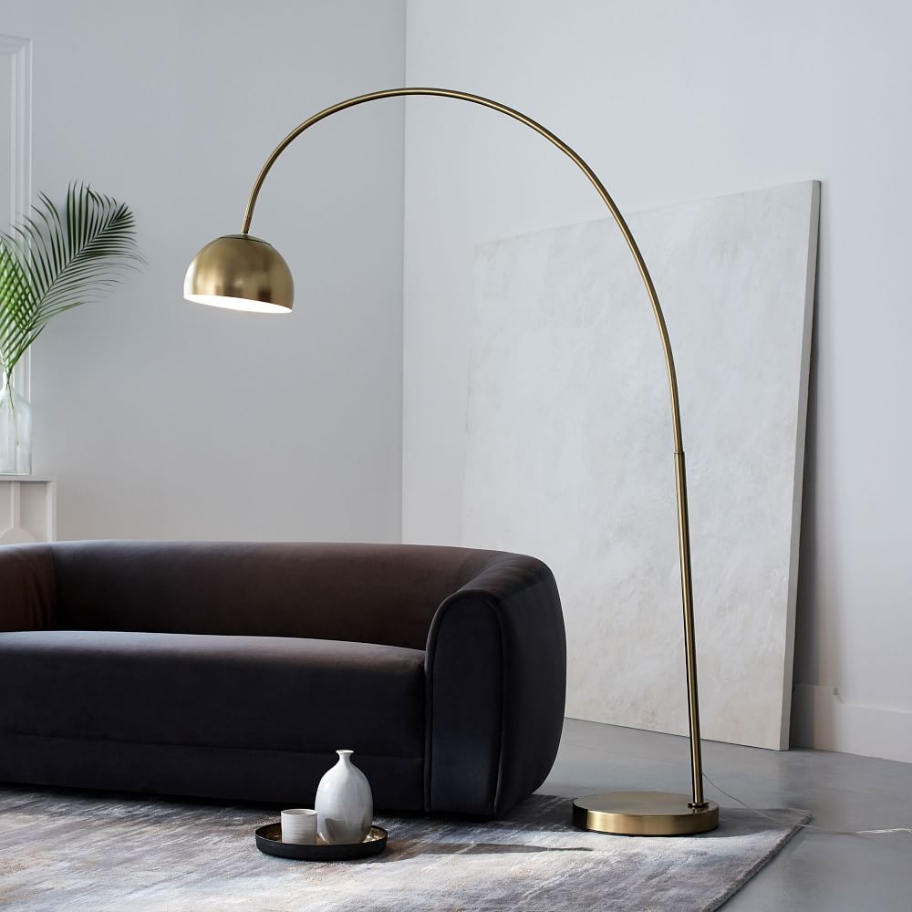 Metal Shade Overarching Floor Lamp Antique Brass (80") - Image 0
