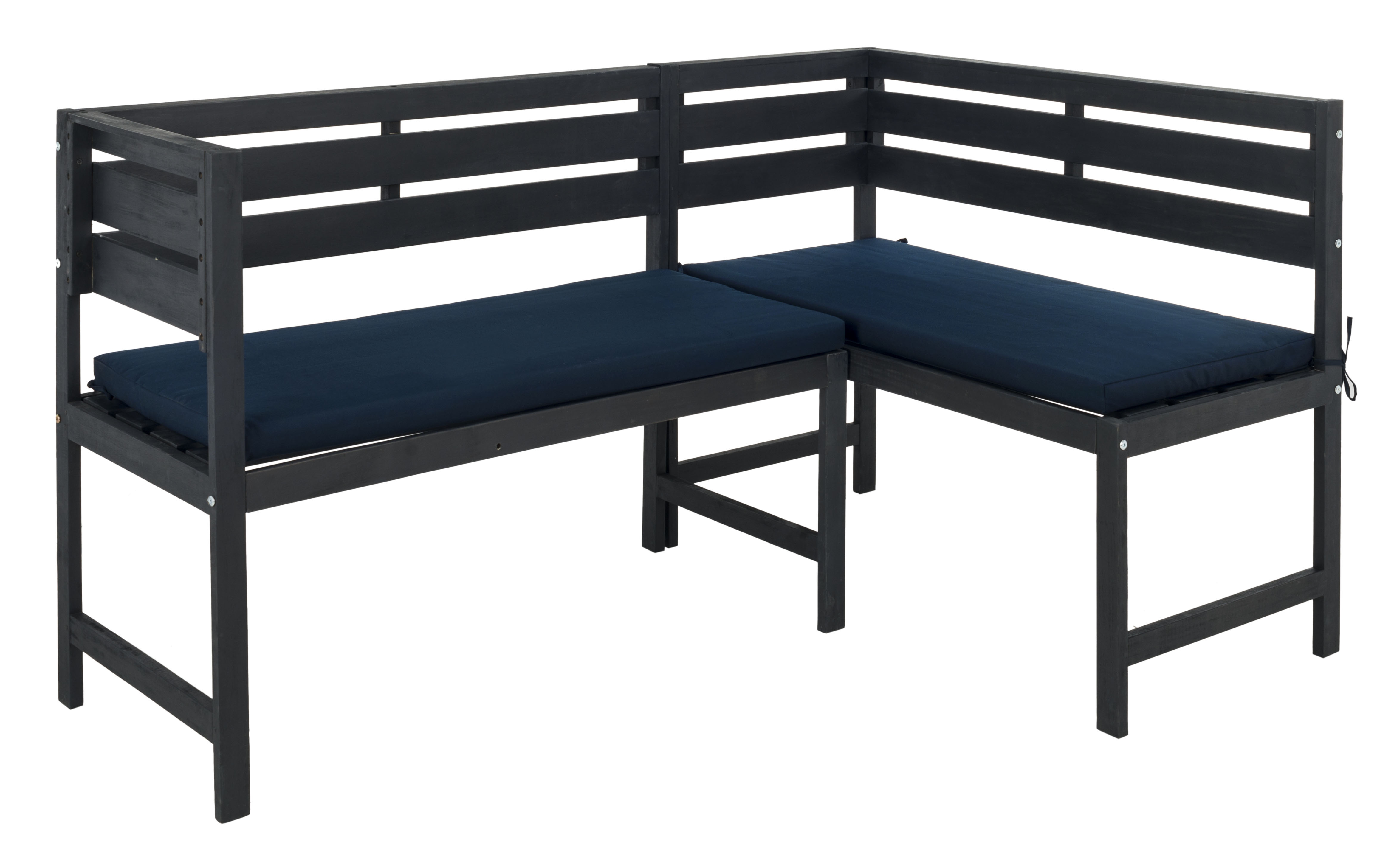 Wilton Balcony Corner Lounge Set - Dark Slate Grey/Navy - Safavieh - Image 4