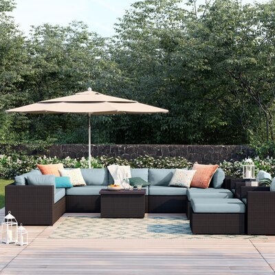 Fernando 13 Piece Rattan Sectional Seating Group with Cushions - Image 0