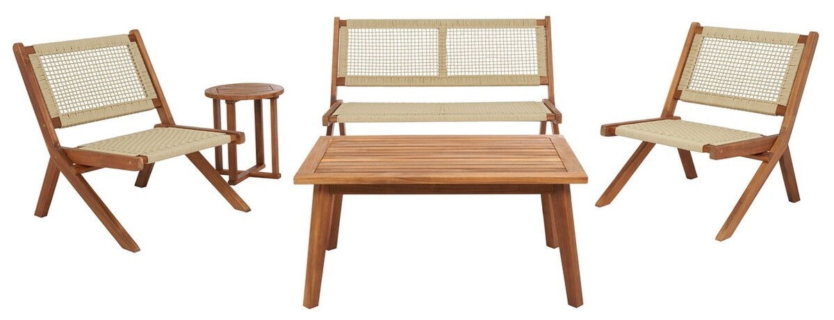 Indoor-Outdoor Kobina 5Pc Outdoor Living Set - Natural/Natural - Safavieh - Image 0