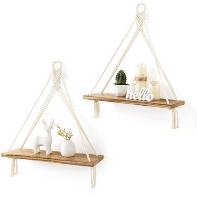 2pcs Macrame Hanging Shelves - Boho Wall Decor - Image 0