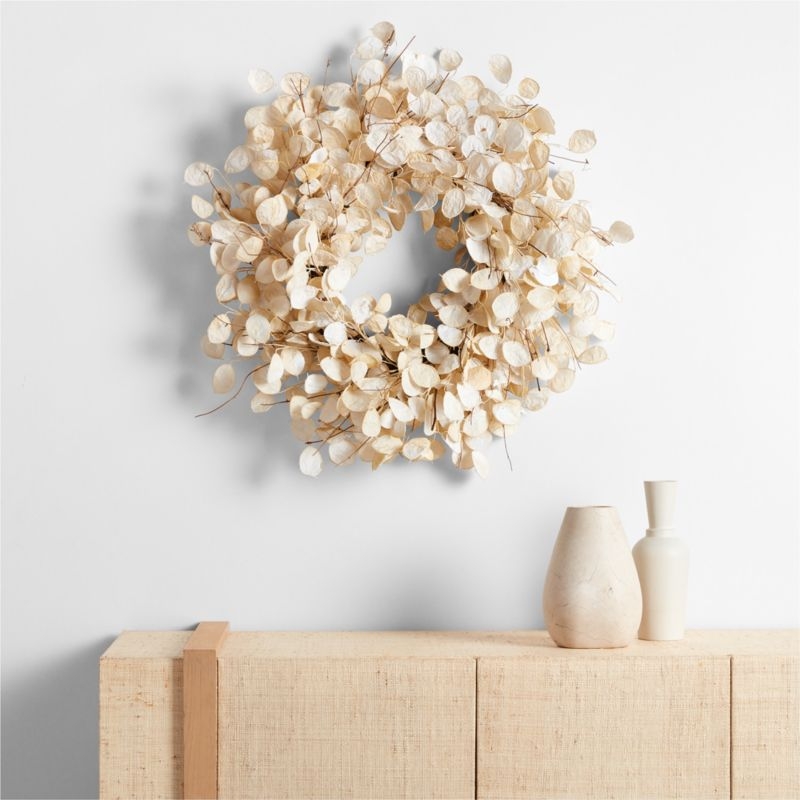Faux Cream Lunaria Wreath 32" - Image 2