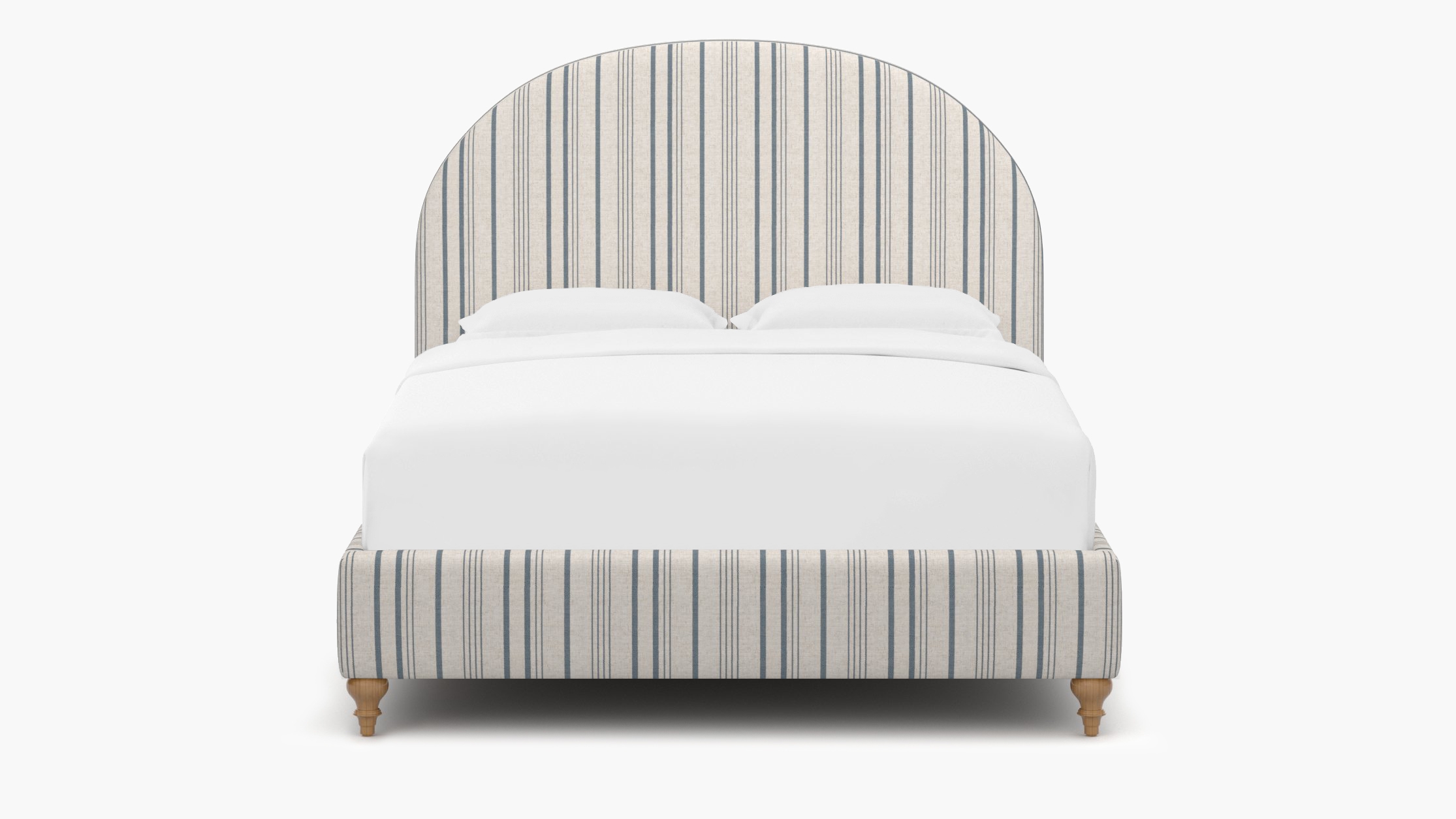 Demilune Bed, Blue Market Stripe, Natural Traditional Turned Leg, Twin - Image 0