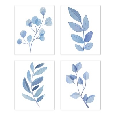 Botanical Single Flower Art Paper Print (Set Of 4) By Sweet Jojo Designs in , Blue - Image 0