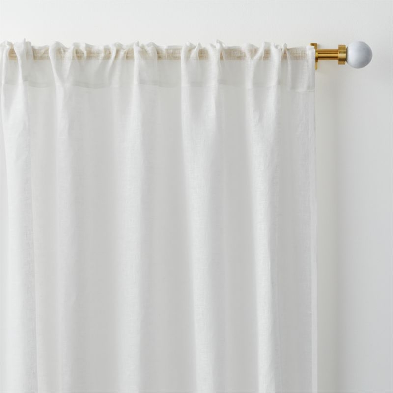 Ivory EUROPEAN FLAX ™-Certified Linen Sheer Stripe Window Curtain Panel 52"x120" - Image 1