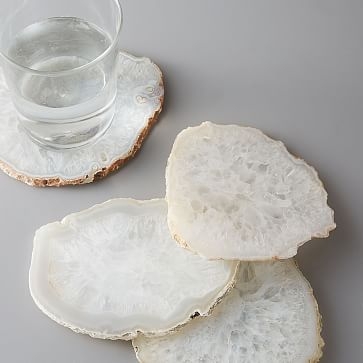 Clouded Agate Coasters, White, Set of 4 - Image 0