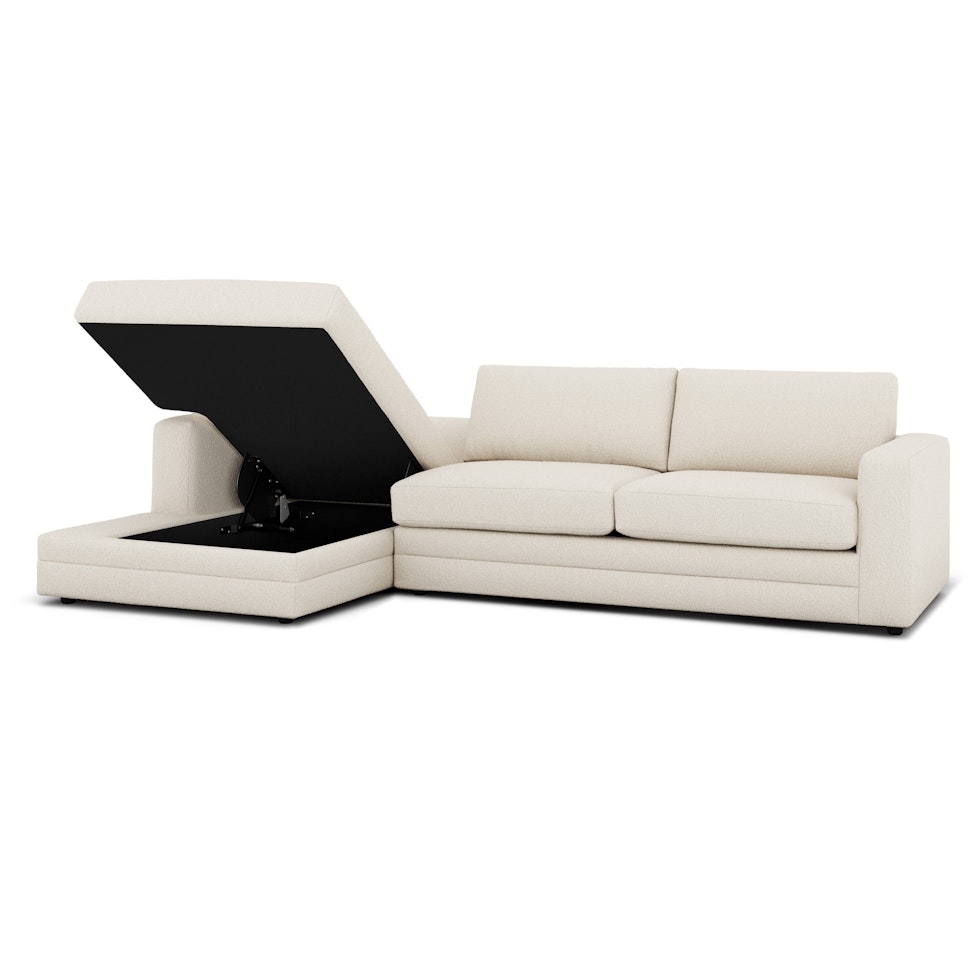 Riley 118" Left Storage Sleeper Sectional - Ivory Wool Bouclé - Image 2