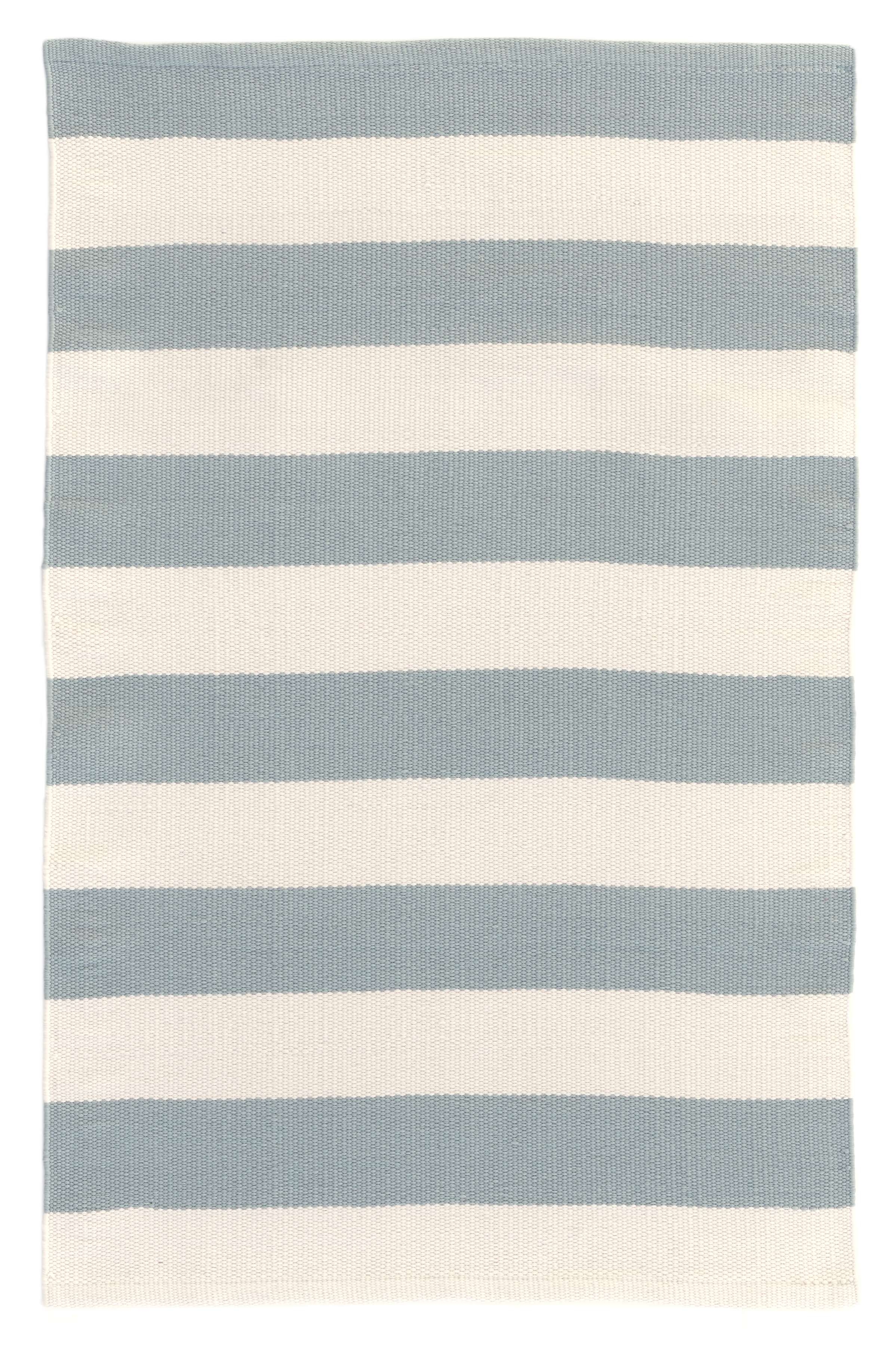 Catamaran Stripe Light Blue/Ivory Handwoven Indoor/Outdoor Rug - Image 0