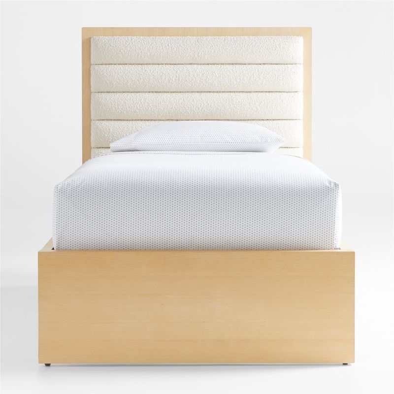 Mavericks Full Light Wood Bed with Cushioned Headboard - Image 6