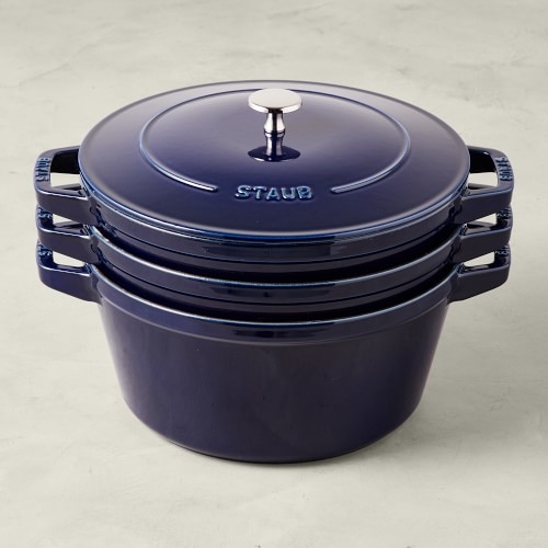 Staub Enameled Cast Iron Stackable 4-Piece Cookware Set, Sapphire - Image 0