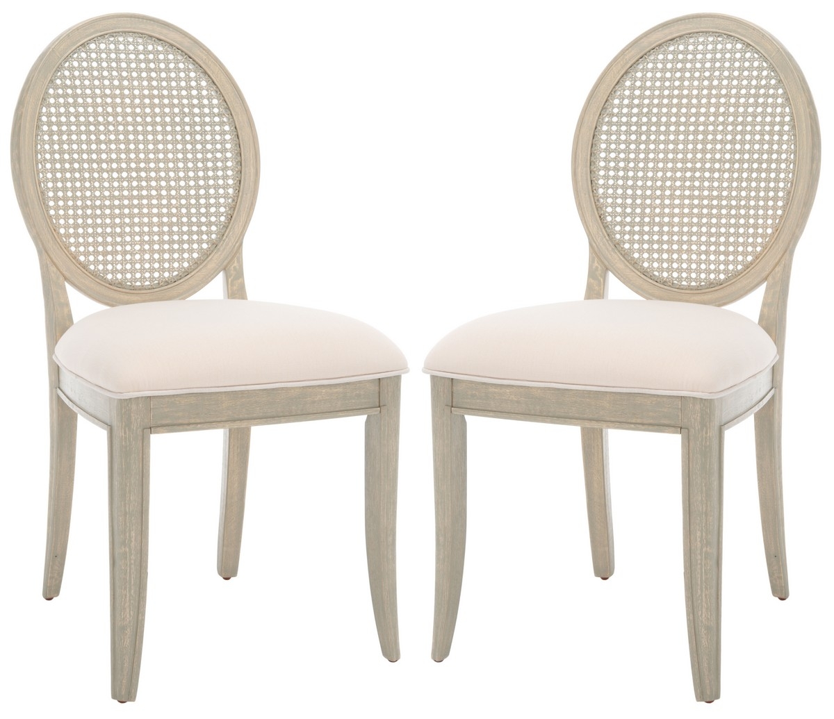 Karlee Rattan Back Dining Chair - Rustic Grey/Beige - Image 0