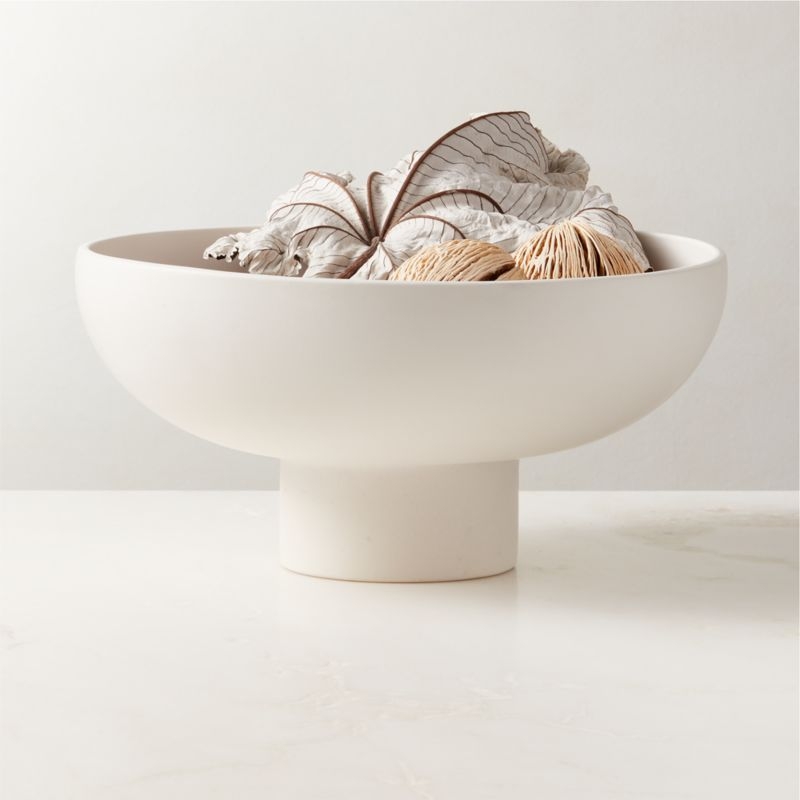 White Ceramic Pedestal Bowl - Image 1