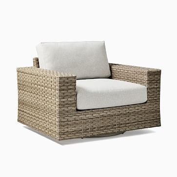 Urban Outdoor Swivel Chair, All Weather Wicker, Heather Gray - Image 1