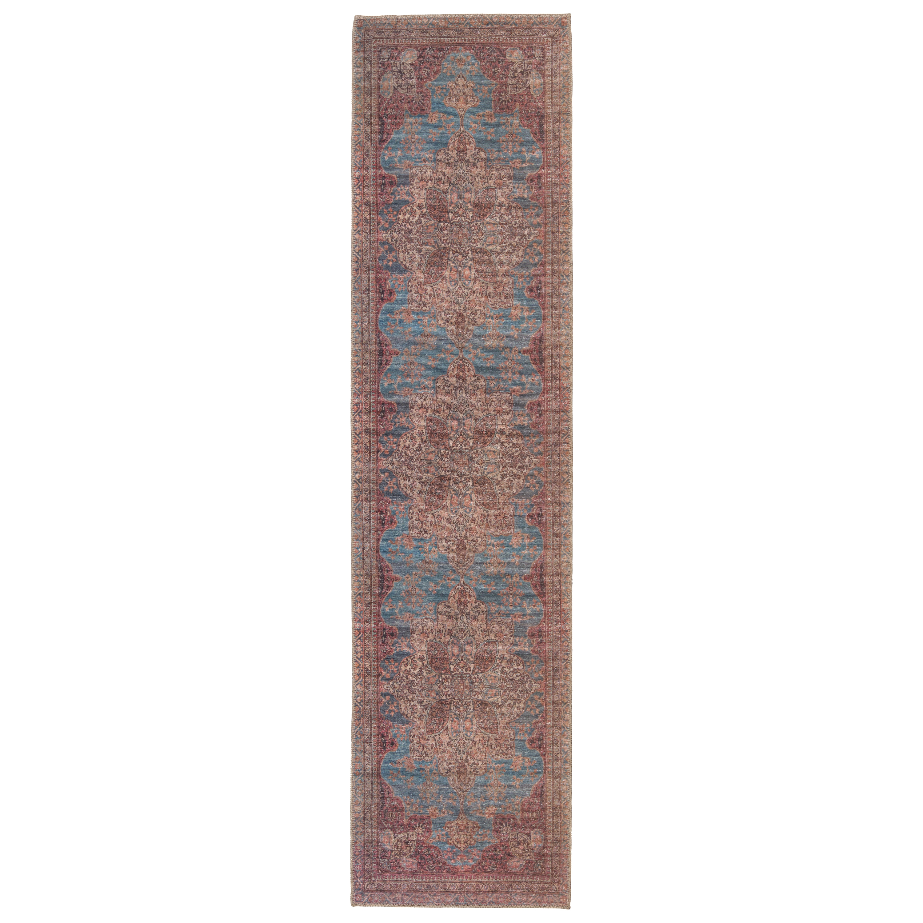 Kate Lester + Vacherie Medallion Red/ Blue Runner Rug (2'6"X10') - Image 0