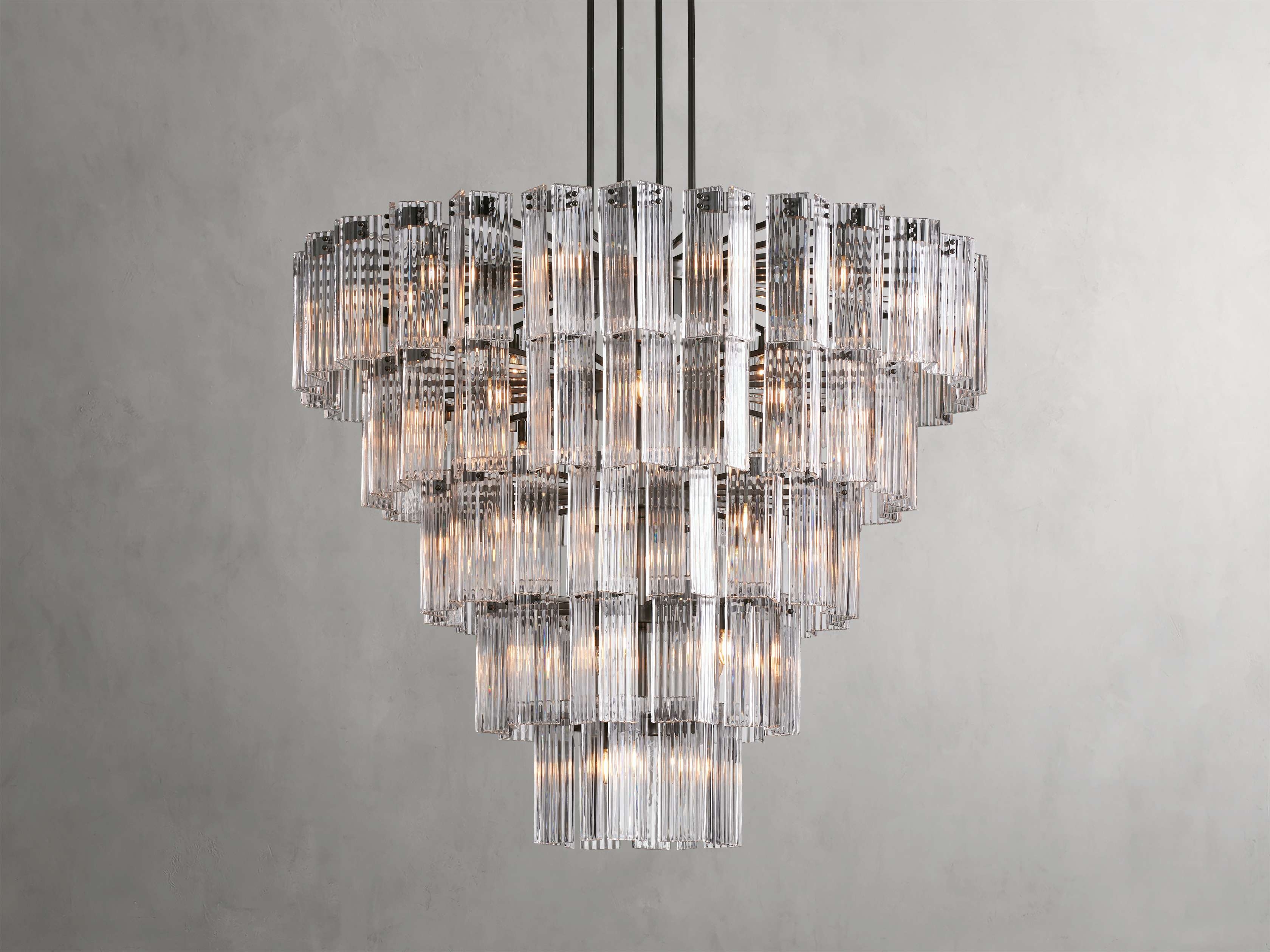 Delsie Round Chandelier in Glass 60" Bronze /Clear - Image 0