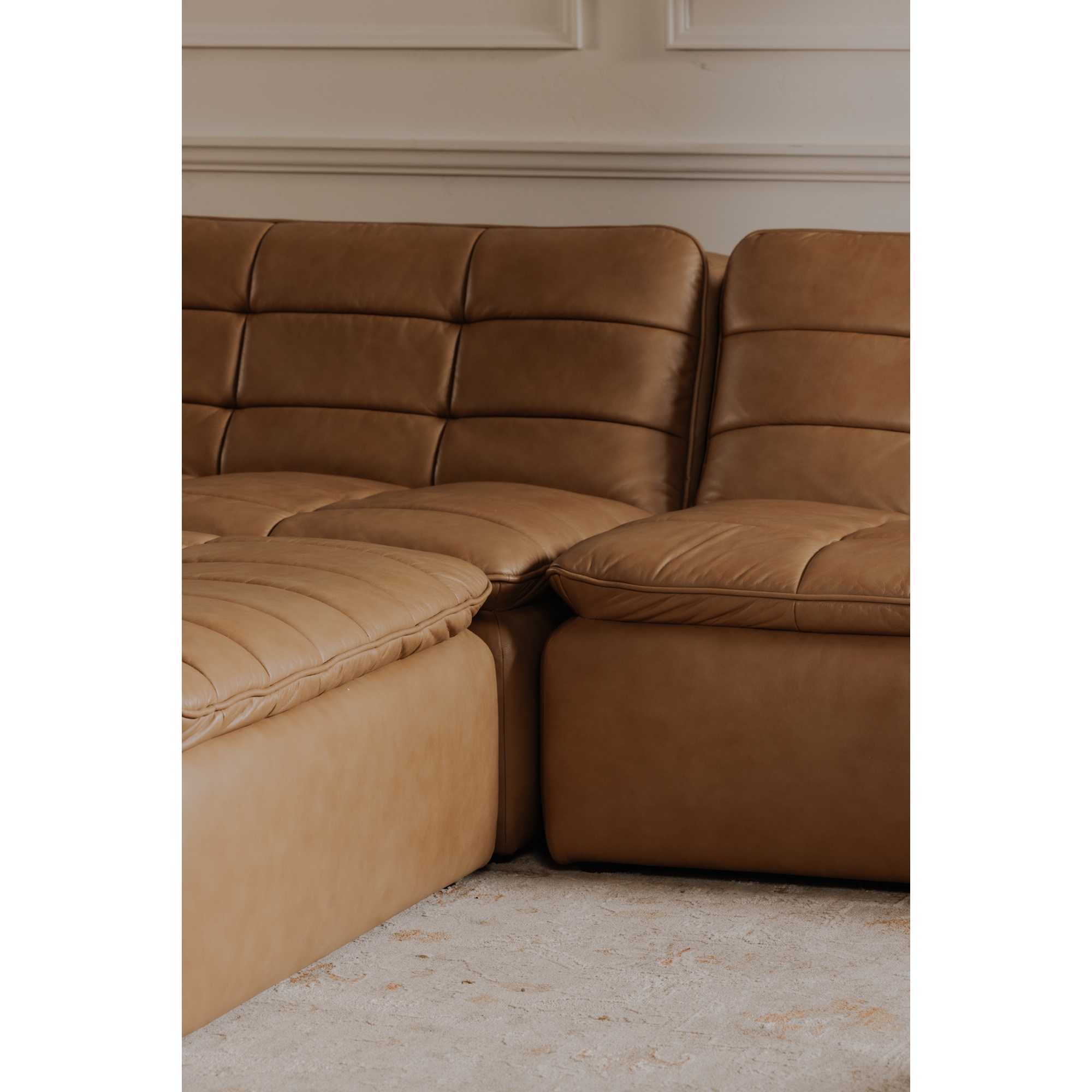 Lino Lounge Modular Sectional Tan Leather - Image 9