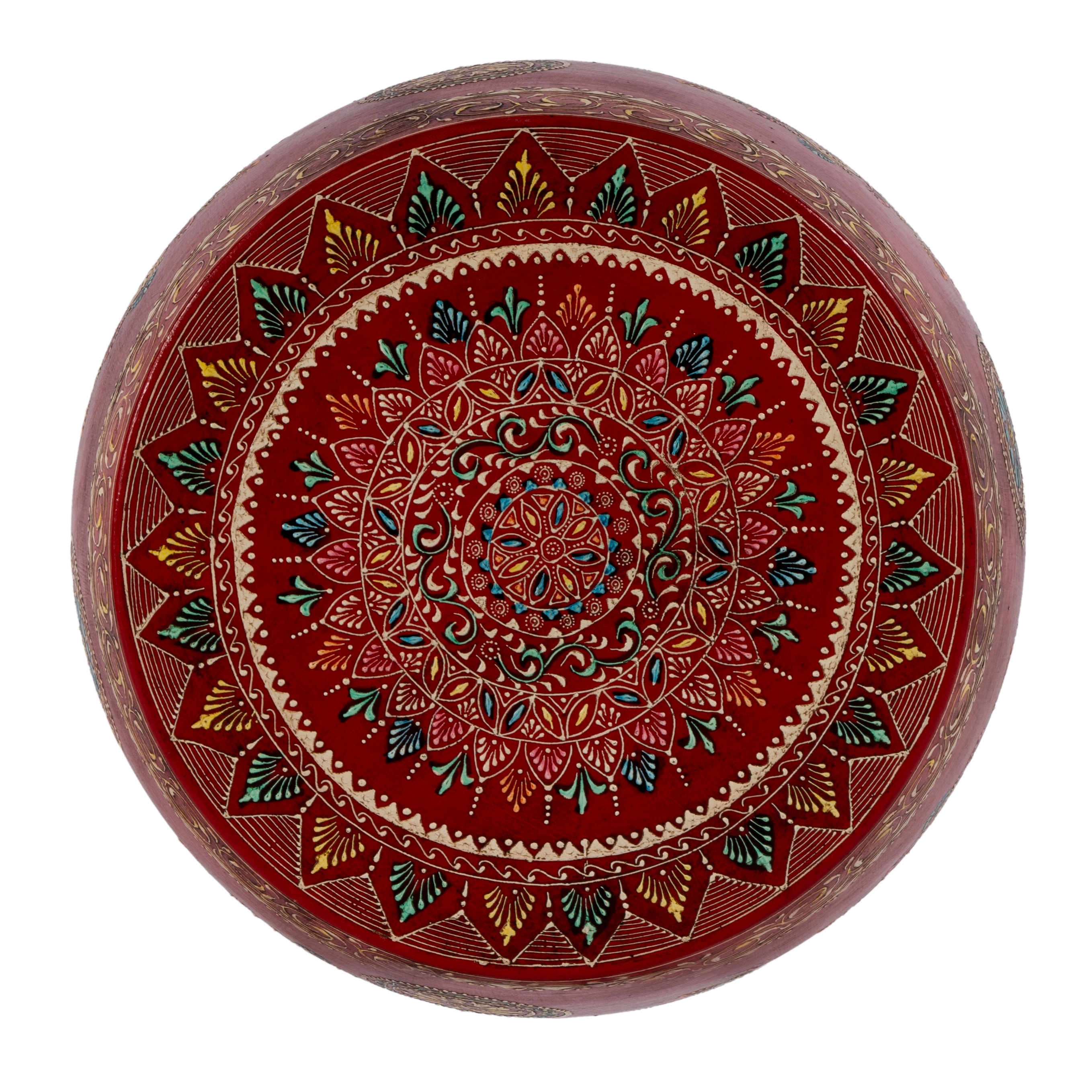 Imani Red Hand Painted Side Table - Image 2