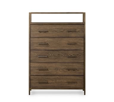 Modern Oak Tall Dresser, Bronze - Image 1