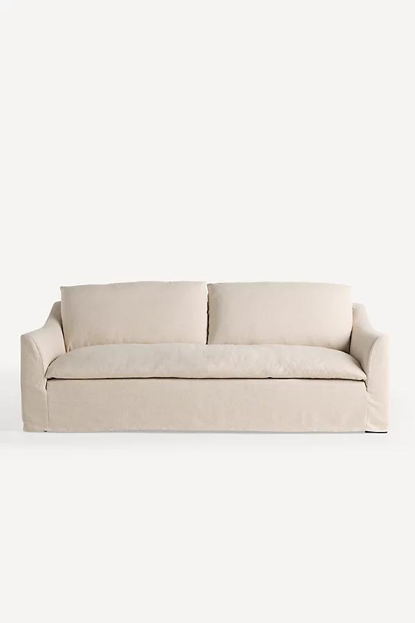 Nora Performance Linen 90" Slipcover Sofa - Image 0