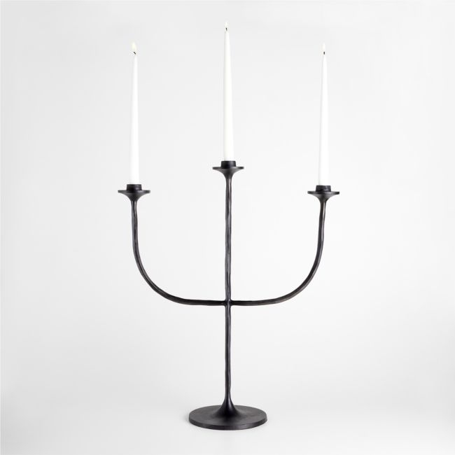 Maloy Black Metal Trident Candelabra - Image 0