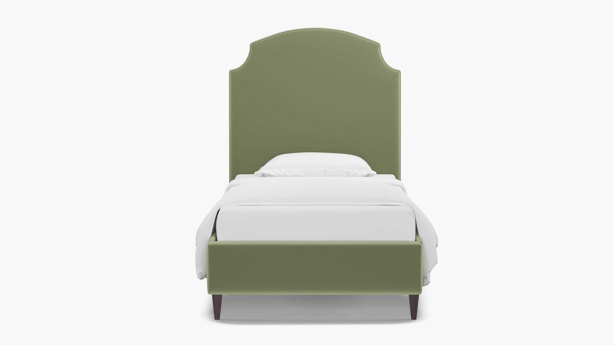 Cove Bed, Celadon Performance Plush Velvet, Espresso Square Tapered Leg, Twin - Image 0